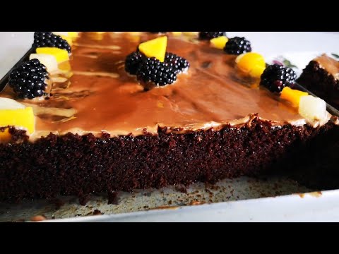Chocolate Slab cake with fruit and chocolate Ganache. With my nieces Nuraan and Waseela.