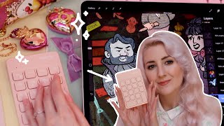 ASMR AOIKTYE Keyboard for Procreate Review 🎀 (tiny pink keyboard typing)