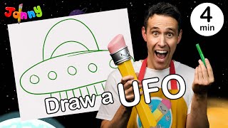 How to draw a UFO with Jonny: fun games, learn numbers, colours and shapes. Perfect for kids!