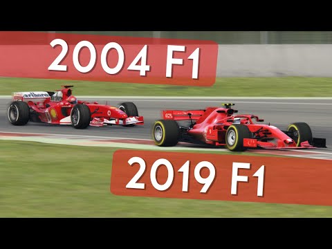 2019 spec F1 vs 2004 F1 at Silverstone (1 Lap battle)