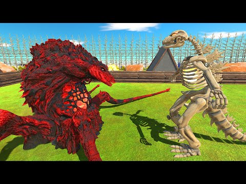 GODZILLA SKELETON DEAD FOREST DEATH RUN VS RED BIOLLANTE - Animal Revolt Battle Simulator