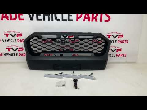 For Ford Ranger T6 Wildtrak 2019-2022 Front Main Grille Mesh Style Upgade With LED Lights Black video