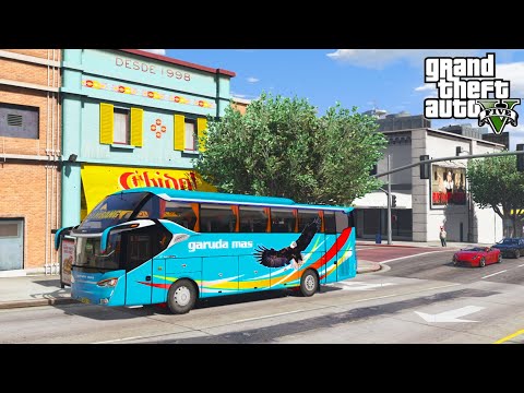 BUS GARUDA MAS BIRU HINO RM 280 ABS LEGACY SR2 XHD - GTA V MOD SIMULATOR BUS INDONESIA