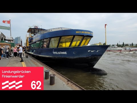 Mitfahrt Hafenfähre Linie 62 Von Landungsbrücken bis Finkenwerder (4K)