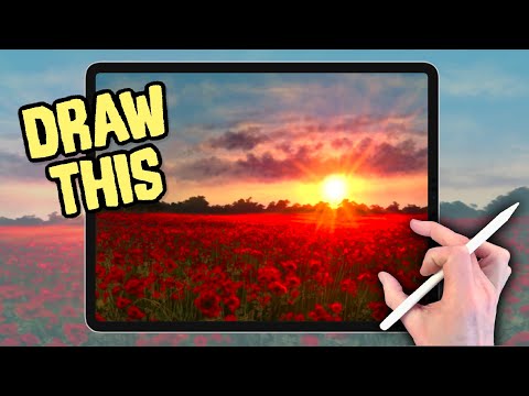 IPAD PAINTING MADE EASY - Poppy Field Landscape  Procreate tutorial