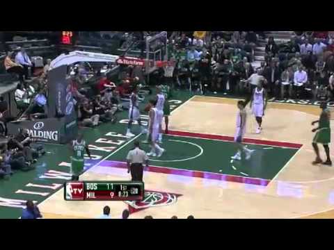 Rajon Rondo Gets the Foul and the Point (Bucks - 3/22/12)
