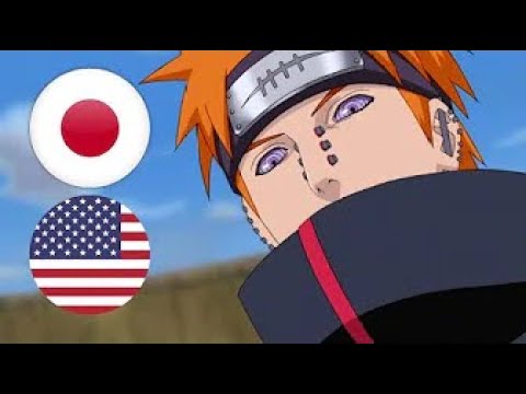 Sub vs Dub - Pain Destroys Konoha (Leaf Village) Almighty Push vs Shinra Tensei