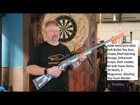 AGM MASTECH M24 Soft Bullet Toy Gun, Empty Shell Ejecting Design, Enhanced Scope, 40 Soft Foam Darts
