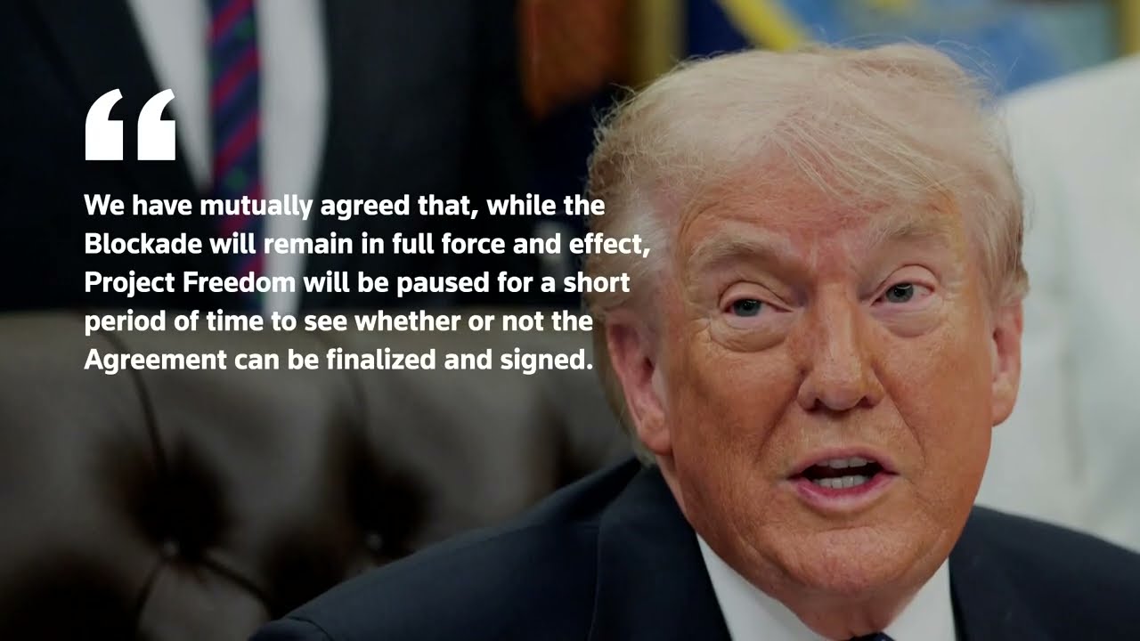 Video | Trump halts Hormuz ship aid, cites progress with Iran