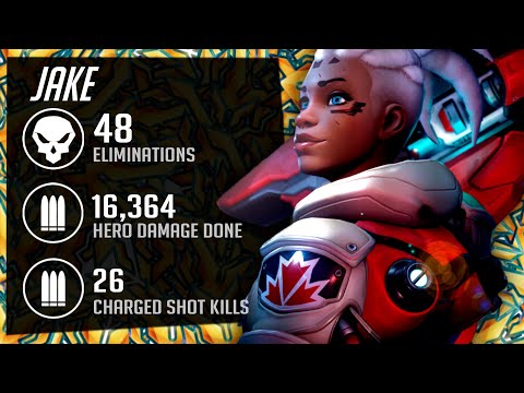 JAKE SICK SOJOURN GAMEPLAY - 48 ELIMS! [ OVERWATCH 2 SEASON 2 TOP 500 ]