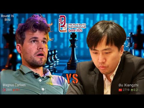 World Blitz!! Bu Xiangzhi vs Magnus Carlsen || FIDE World Blitz Championship 2025 || chesscom 