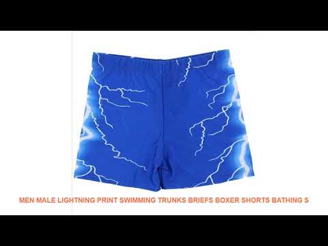 Men Male Lightning Print Swimming Trunks Briefs Boxer Shorts Bathing S Video