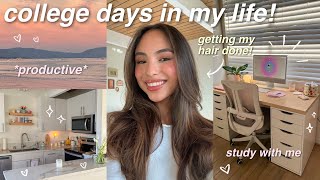 COLLEGE DAYS IN MY LIFE! 🧘🏻‍♀️✨ study with me, getting my hair done, etc!