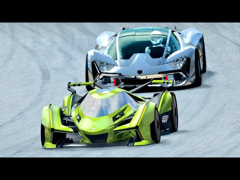 Lamborghini V12 Vision GT vs Lamborghini Terzo Millennio at Brands Hatch