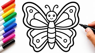 Monarch Butterfly Drawing, Painting, Coloring for Kids & Toddlers| How to Draw Paint Easy