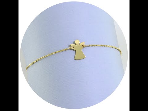 Bratara cu Lant Aur Galben 14k Ingeras si Cruciulita - Spiritualitate si Eleganta