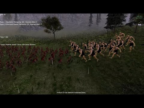 300 Spartans versus giant cyclops (battle 016) in UEBS (Ultimate Epic Battle Simulator)