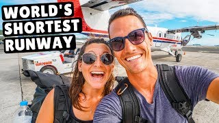 Landing on the SHORTEST RUNWAY in the  WORLD! Flying to Saba Island - YouTube