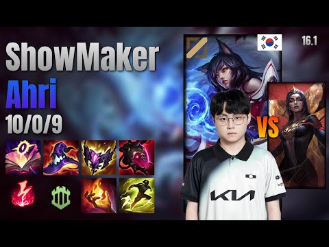 ShowMaker Mid Ahri vs LeBlanc lol KR solo rank Full Game 16.1 | 쇼메이커 아리 vs 르블랑