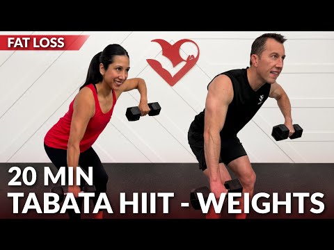 20 Minute HIIT Workout for Fat Loss with Weights at Home - No Jumping Tabata - Full Body Dumbbells