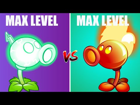 PVZ 2 Premium Plants  Max Level Fire Peashooter VS Electric Peashooter Power up