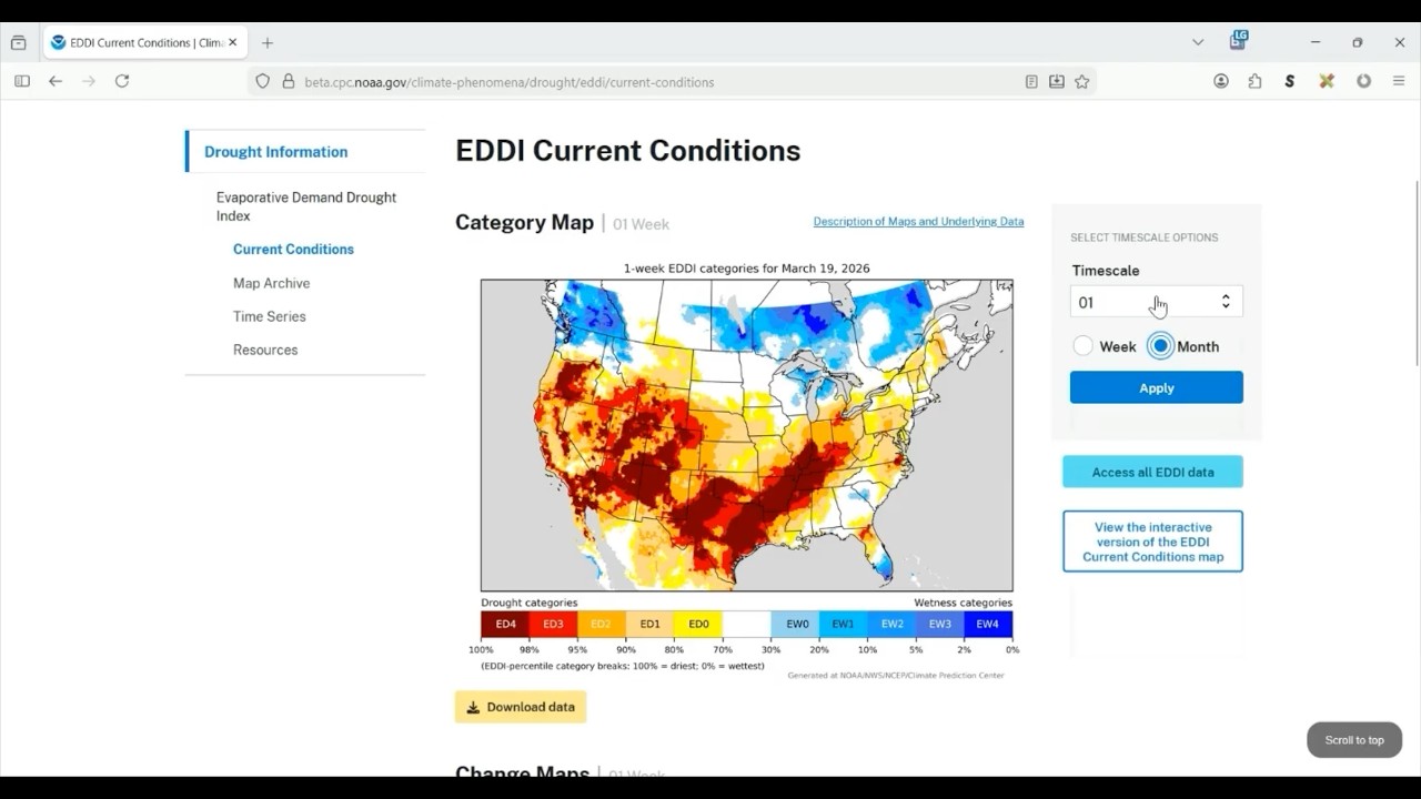 The Evaporative Demand Drought Index (EDDI): CPC webpage tour