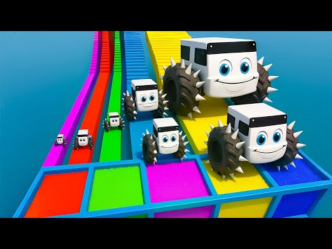 Small Cars on Big Car vs Slide Color with Portal Pool Cars vs Deep Water -  beamNG.Drive #12