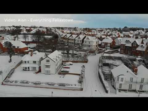 Incredible aerial footage shows Felixstowe covered in heavy snow as Beast from the East  hits!