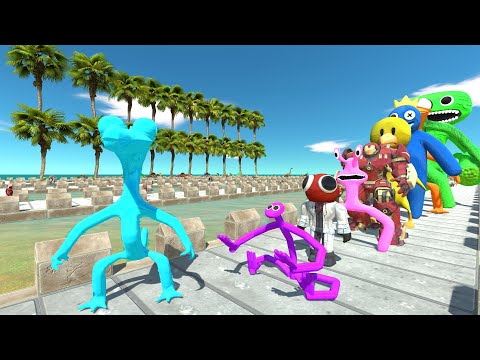 Rainbow Friends Turquoise vs Jumbo Josh COCONUT DEATH RUN - Animal Revolt Battle Simulator