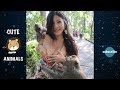 Monkey Pulls Beautiful Girls Shirt Down - Funny Monkeys Doing Stupid Things - Funniest Animals 2019