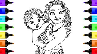 Coloring Moana and Simea Moana 2 Coloring Pages | Disney Moana 2 Coloring Book Pages Art