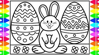 How to Draw an EASTER Bunny for Kids 🐰🌈🌷Fun Surprise Easter Bunny Easter Eggs Coloring Pages