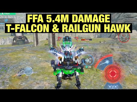 5.4M Damage "Nucleon T-Falcon + Railgun Hawk" FFA Gameplay on Castle | War Robots Champion League