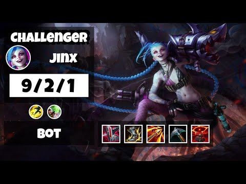 Jinx Gameplay Challenger Replay S11 - 11.18 Bot Lane (9/2/1) - BR