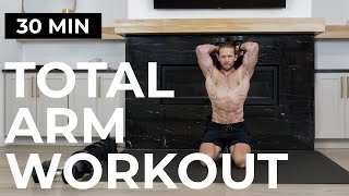 30 Min TOTAL ARM WORKOUT WITH DUMBBELLS (Biceps, Triceps + Shoulders)