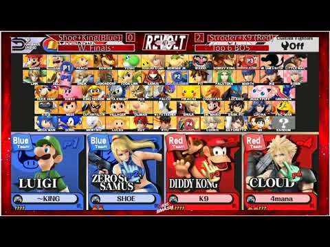 Revolt 2018 SSB4 Doubles W.Finals King+Shoe (Blue) Vs. K9sbruce+Stroder (Red)