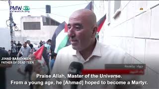 Parent celebrating son's death as a Martyr