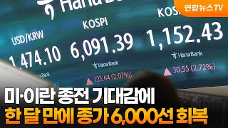 종전 기대감에…한 달 만에 종가 6,000선 회복 / 연합뉴스TV (YonhapnewsTV)