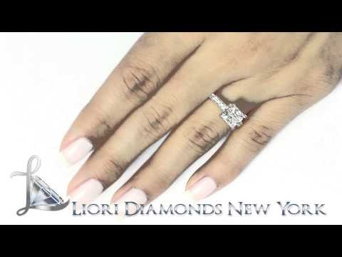 ER-0842 - 3.24 Carat G-SI1 Certified Princess Cut Diamond Engagement Ring 18k White Gold