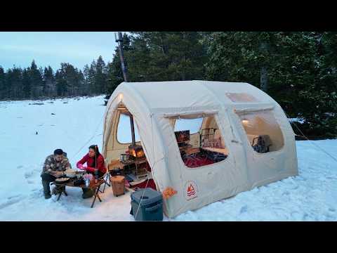 SNOW CAMPING WITH OUR NEW INFLATABLE TENT