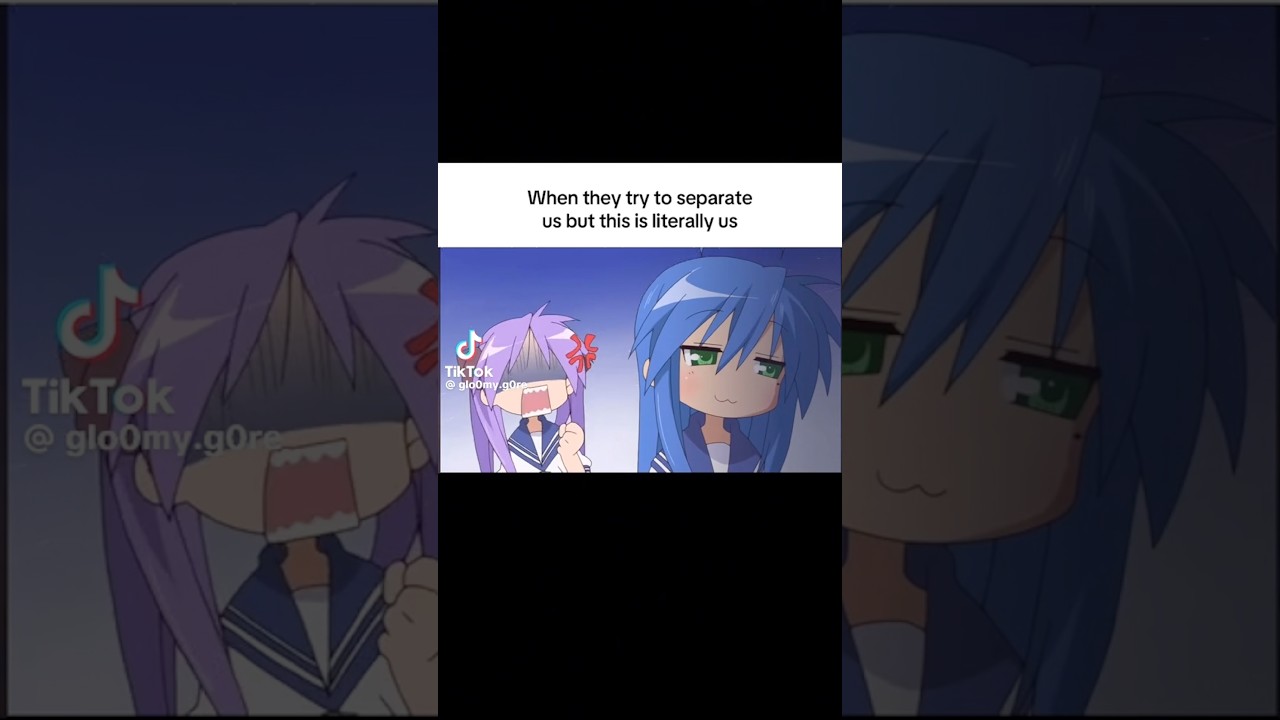 When they try to separate us, but this is literally us💙💜￼ #relatable #memes #luckystar #konata