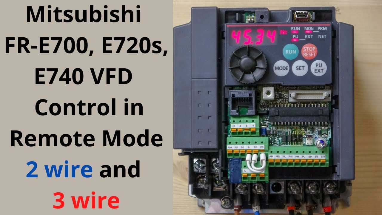Mitsubishi FR-E700 remote mode control and parameter set up Single phase VFD. ( E720s, E740 English)