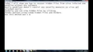 Recovering hidden files from virus infected pendrive
