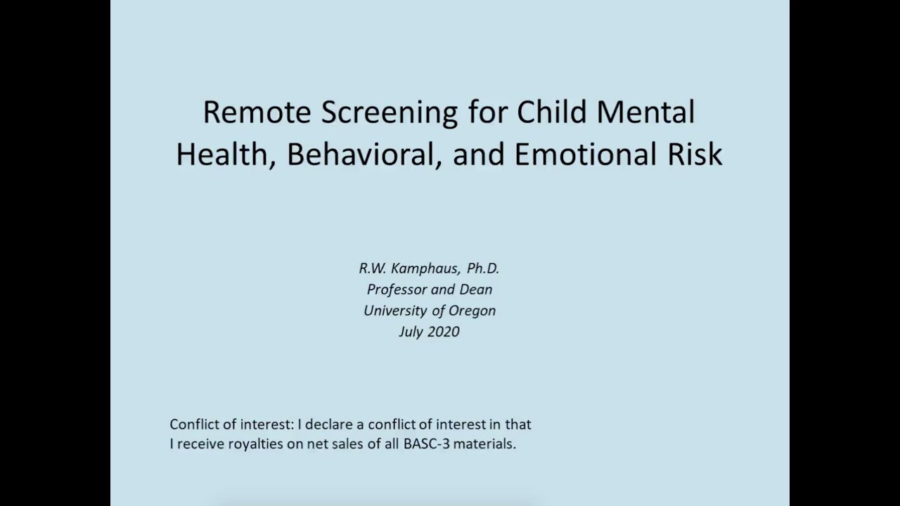 Remote Screening for Child Mental Health, Behavioral, and Emotional Risk Webinar (Recording)