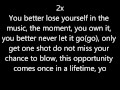 Eminem - Lose Yourself lyrics Clean