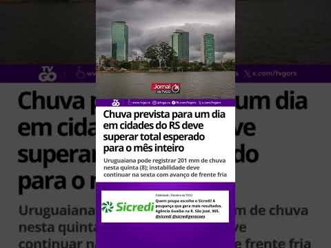 Chuva prevista para um dia em cidades do RS deve superar total esperado para o mês inteiro