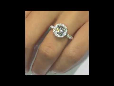 1.00 ct Round cut Diamond Engagement Ring in Double-Edge Halo