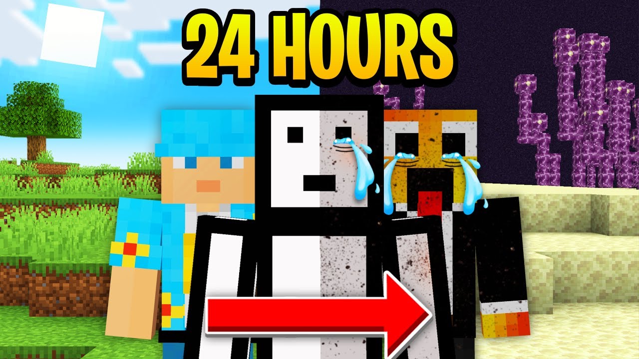 Playing Minecraft for 24 HOURS Straight! [FULL MINECRAFT MOVIE]