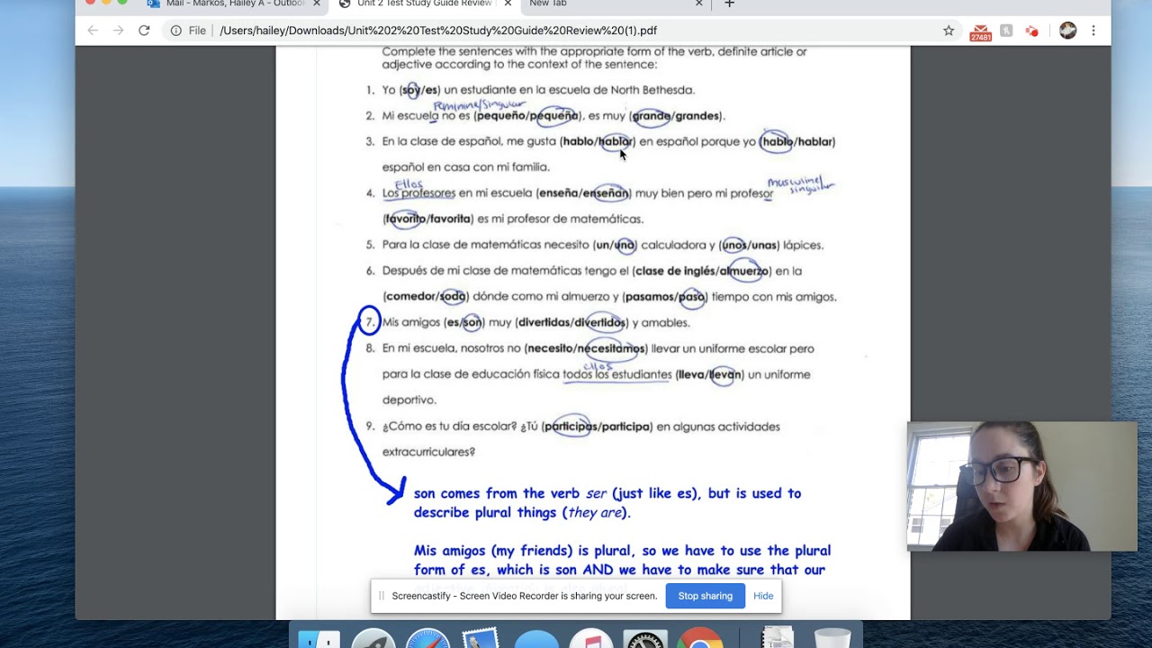 Spanish 1A Unit 2 Test Study Guide Review Video