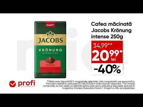 Psst! Profi e mereu aici, cu prețuri mici! Acum ai Cafea măcinată Jacobs Krönung intense 250g la ...